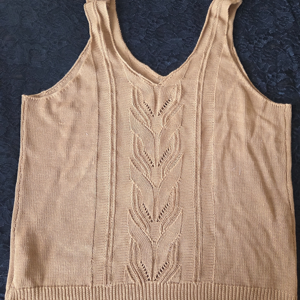 Tan Knit Sleeveless Top